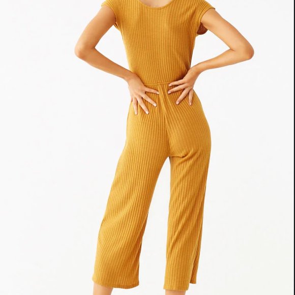 Forever 21 Surplice Ribbed Culotte Jumpsuit - Picture 4 of 8